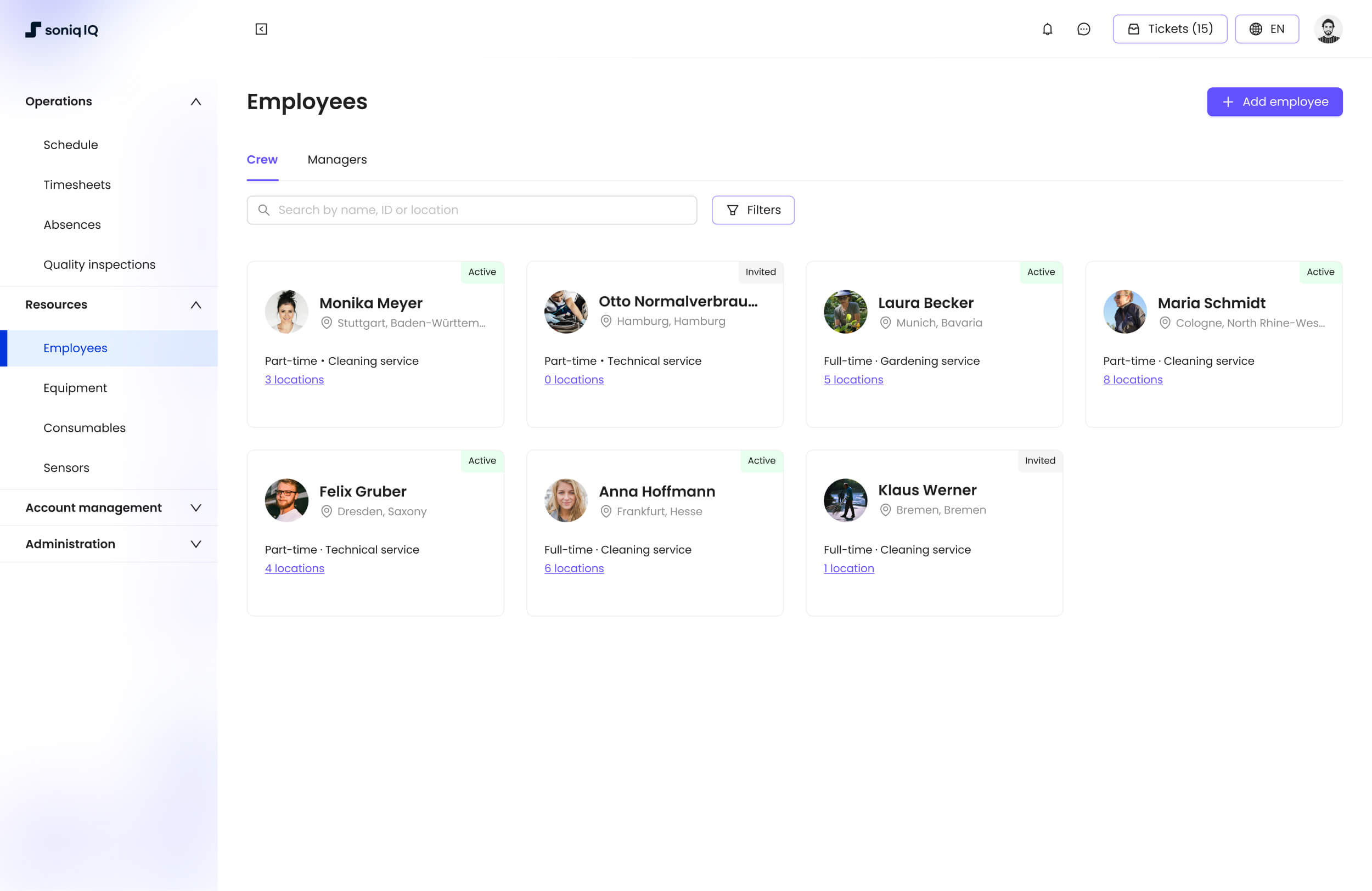 Soniq IQ employees screen with the new brand design